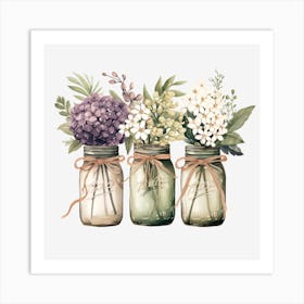 Three Mason Jars Art Print