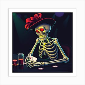 Skeleton Playing Poker 1 Art Print