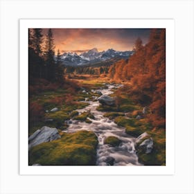 Sunset In The Mountains Art Print