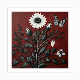 Black And White Flowers Art Print