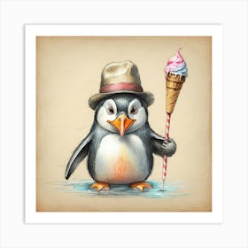 Penguin Ice Cream 1 Art Print