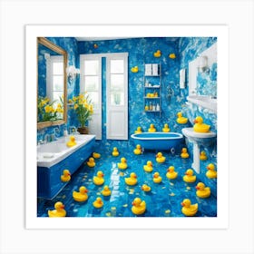 Bathroom With Rubber Ducks 1 Art Print