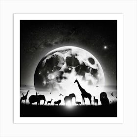 Zoo Animals At Night Art Print