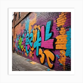 Bricks and Splatters: Graffiti Artistry Art Print