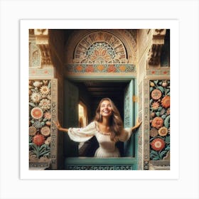 Beautiful Woman In A Doorway26 Art Print