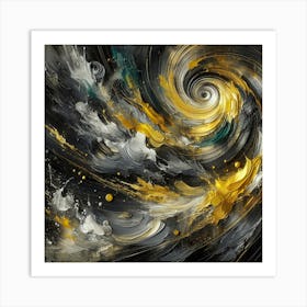 Black And Gold Abstract Painting Art Print