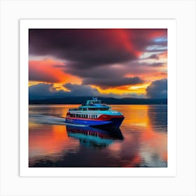 Sunset On A Ferry 14 Art Print