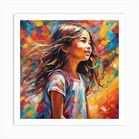 Little Girl In The Wind Art Print