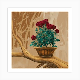 Roses In A Pot 1 Art Print