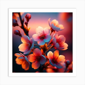 Cherry Blossoms At Sunset Art Print