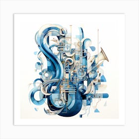 Blue Saxophone Art Print