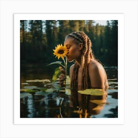 sunflower water woman 1 Art Print