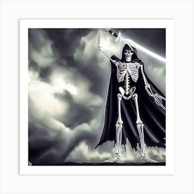 Skeleton Holding Sword 1 Art Print