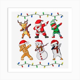 Kids Dabbing Dab Santa Elf Deer Xmas Girls Boys Christmas Art Print