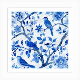 Blue Birds 1 Art Print