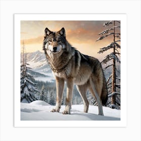 Wolf In The Snow Art Print