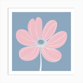 A White And Pink Flower In Minimalist Style Square Composition 104 Art Print