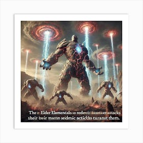 Elder Elementals Redirecting Seismic Attacks V2 Art Print