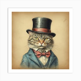 Top Hat Cat 3 Art Print