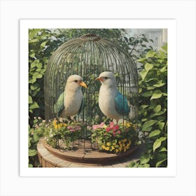 Birds In A Cage Art Print