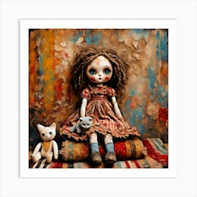 Rag Doll And A Cat Art Print