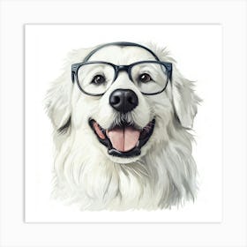 Portrait Of A Dog With Glasses 1 Art Print