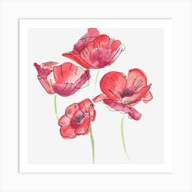 Watercolor Poppies Art Print