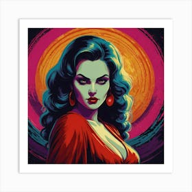 Retro Pop Vampire Woman Of The Night Art Print