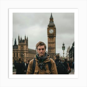 Portrait Of A Man In Front Of Big Ben Art Print