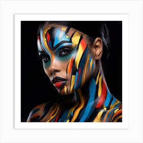 Beautiful African Woman With Colorful Body Paint Art Print