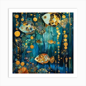 Underwater World in Style of Gustav Klimt Art Print