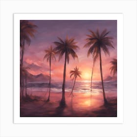 Sunset Palm Trees Art Print