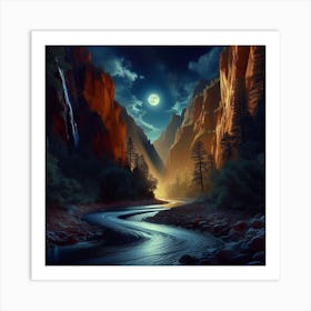 River At Night Art Print