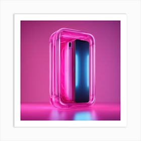 Furniture Design, Tall Mobilephone, Inflatable, Fluorescent Viva Magenta Inside, Transparent, Concep Art Print