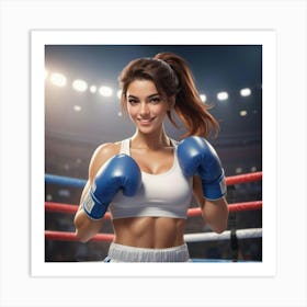 Boxing Girl In Boxing Ring 1 Art Print