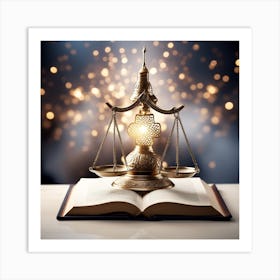 Justice Scales On Open Book Art Print