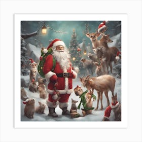 large christmas wall murals santa claus wall painting Art Print