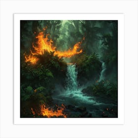 Fire In The Forest Art Print