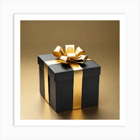 Black Gift Box With Gold Ribbon 3 Art Print