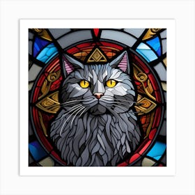 Cat, Pop Art 3D stained glass cat superhero limited edition 48/60 Art Print