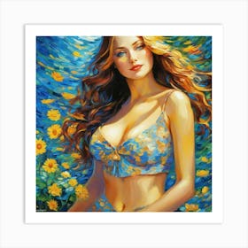 Woman In Blueghh Art Print