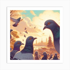 Pigeons Art Print