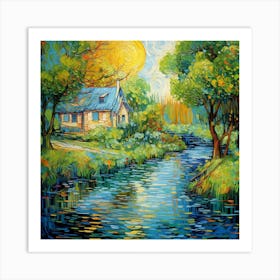 AI Whispers of Riverside Willow Art Print