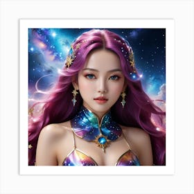 Asian Girl In Space Art Print