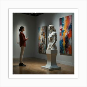 Woman Looking At Art Art Print