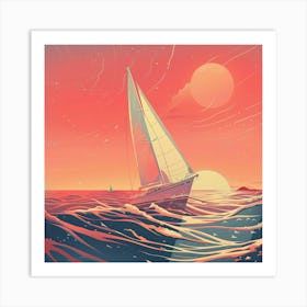 Sailboat In The Ocean Art Print