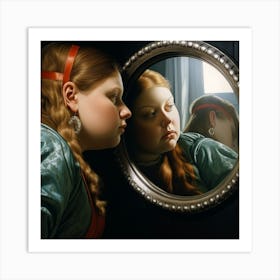 Girl In A Mirror 1 Art Print