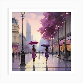 Two Women Walking In Paris Art Print