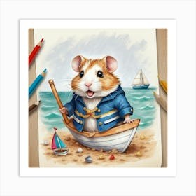 Hamster In A Boat 7 Art Print