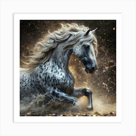 Horse Running In The Water 2 Art Print